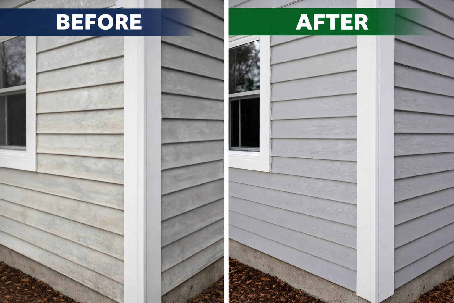 Driveway pressure washing before and after by Ozark Home Services in Northwest Arkansas